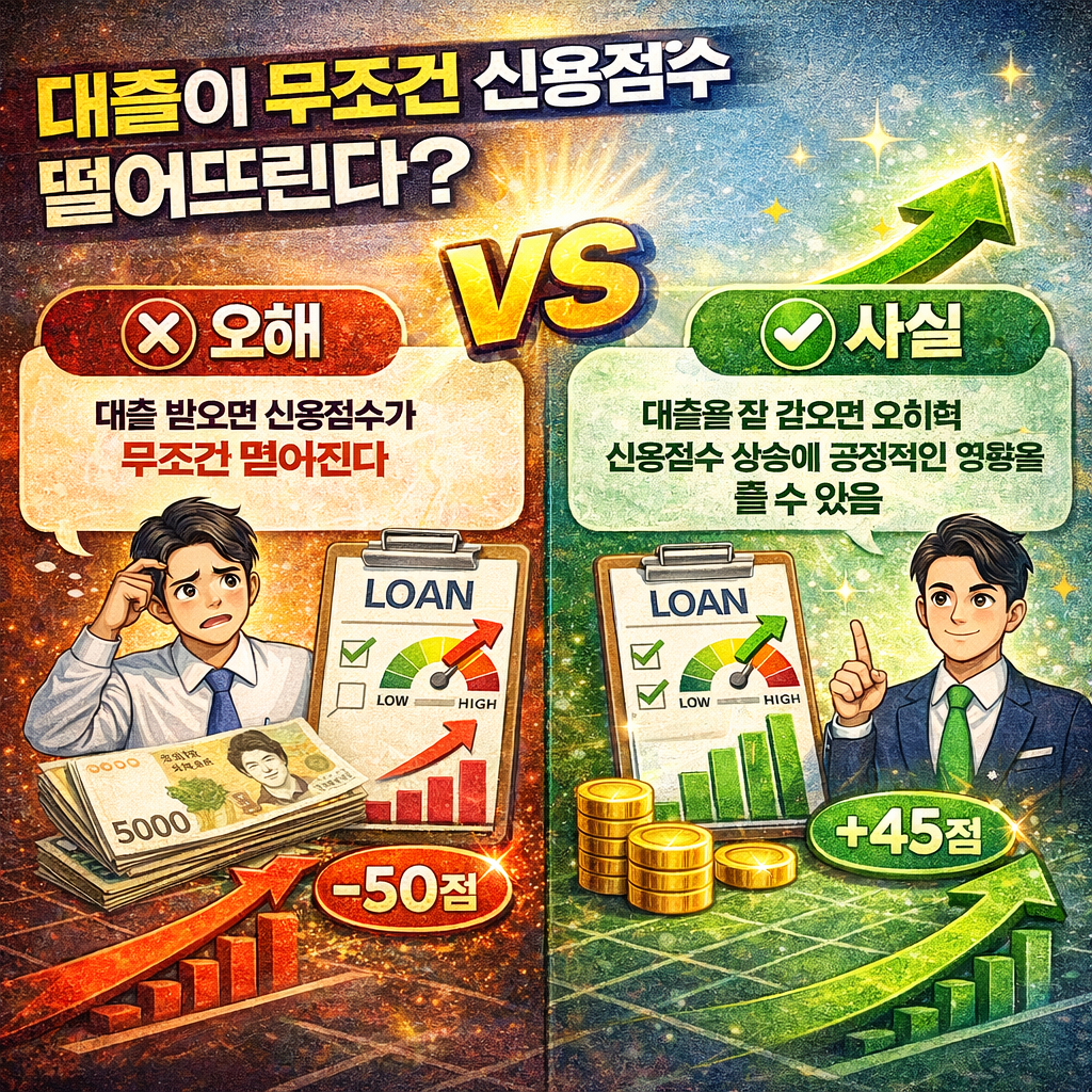 대출이 무조건 신용점수를 떨어뜨린다는 오해 설명