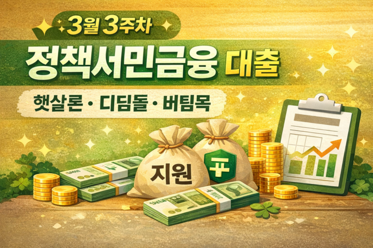 3월 3주차 정책서민금융 대출 총정리 햇살론 디딤돌 버팀목 금리 비교