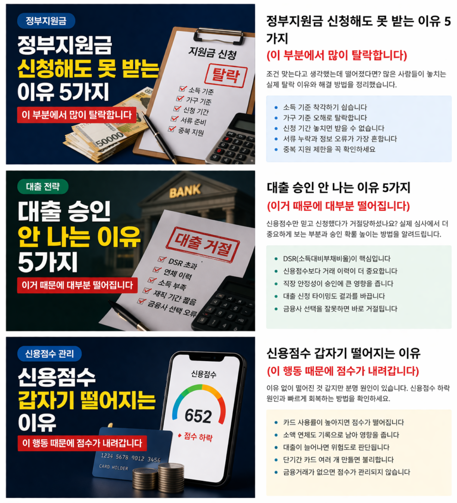 정부지원금 자격 조건 미달로 탈락하는 사례