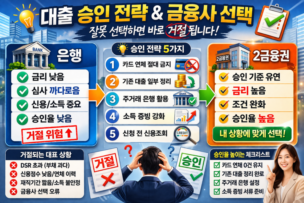 대출 승인 전략과 금융사 선택에 따른 결과 차이